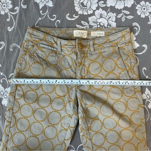 Anthropologie Relaxed Circle-Embroidered Chino Pants Sz 25 - Picture 11 of 16